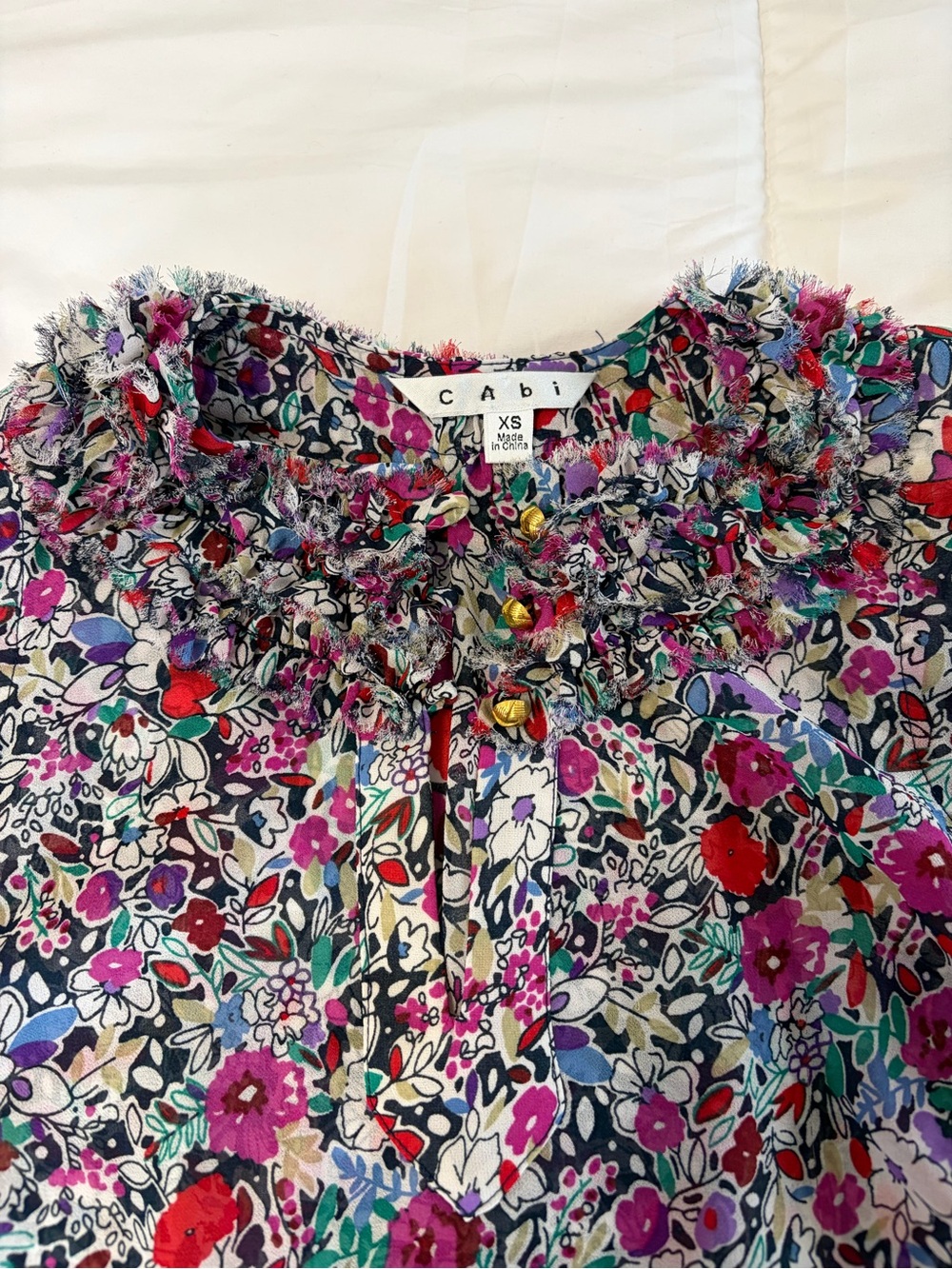 CAbi Multicolor Floral Ruffle-Neck Sleeveless Tank - Picture 12 of 16